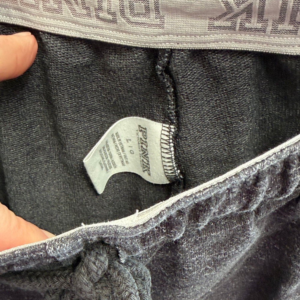 PINK Victoria's Secret Dark Gray Joggers with White Logo - Picture 3 of 6